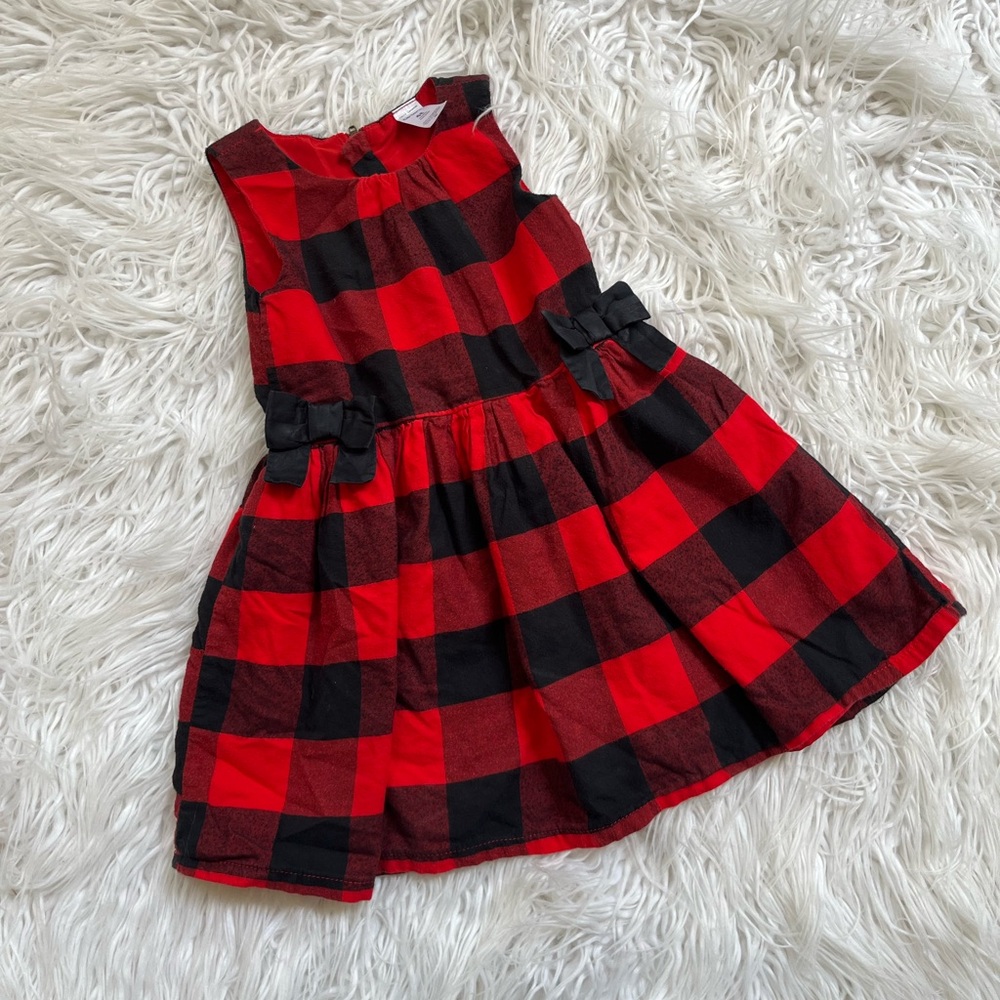 Carter's Red and Black Pleated Sundress with Crew Neck